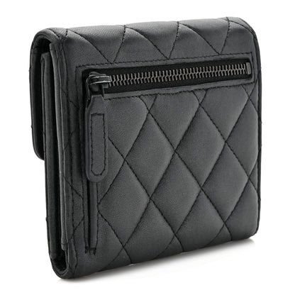 Chanel Lambskin Quilted Compact Flap Wallet So Black 3 of 11