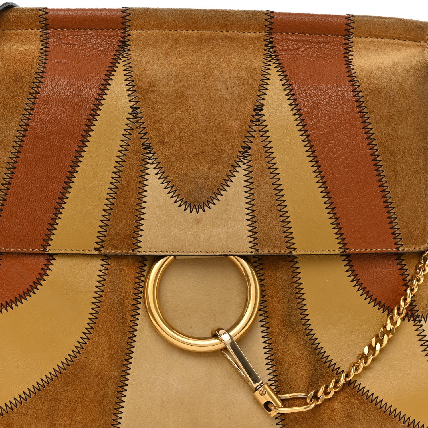 Chloe Suede Patchwork Medium Faye Shoulder Bag Brown Multicolor 11 of 15