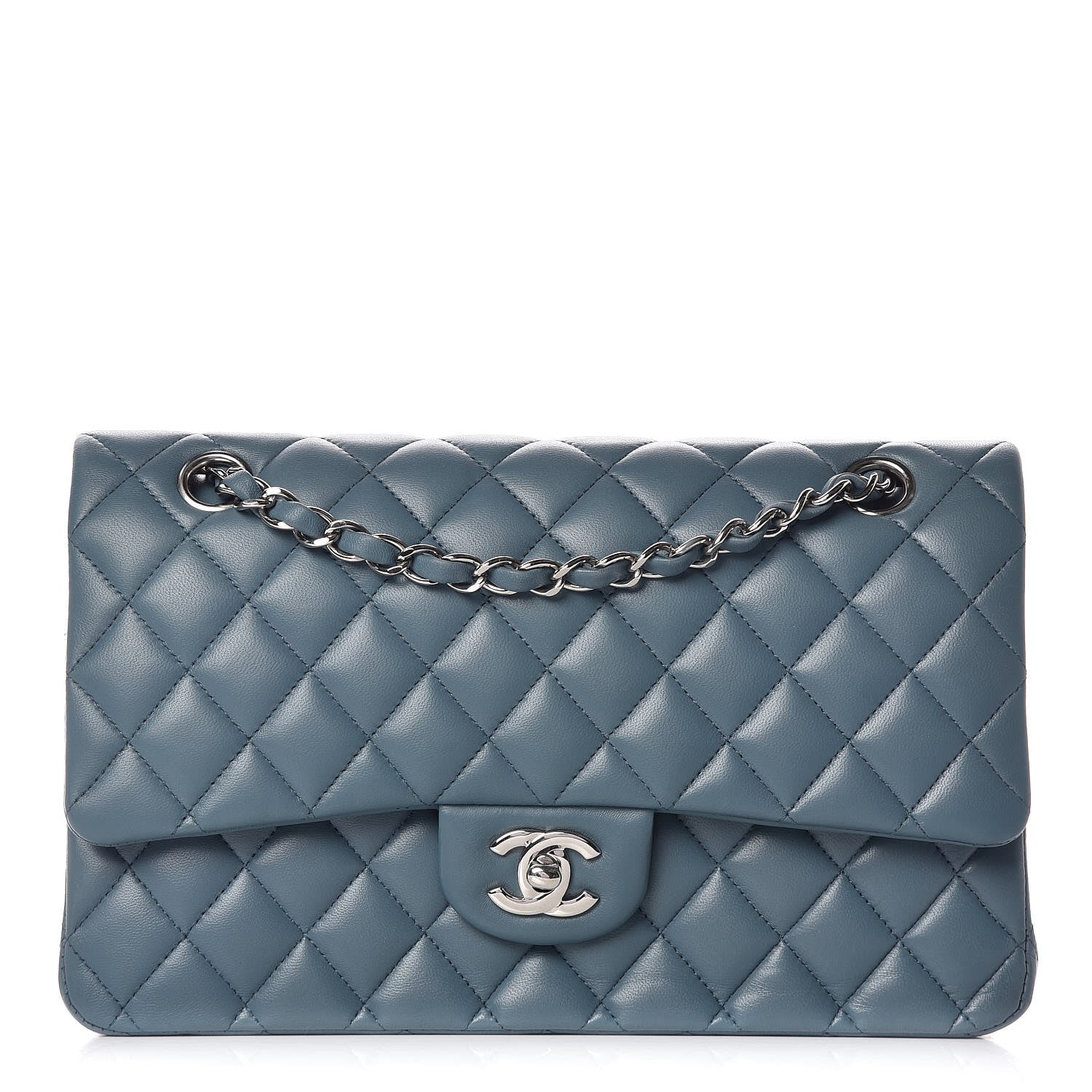Chanel Lambskin Quilted Medium Double Flap Blue 1 of 10