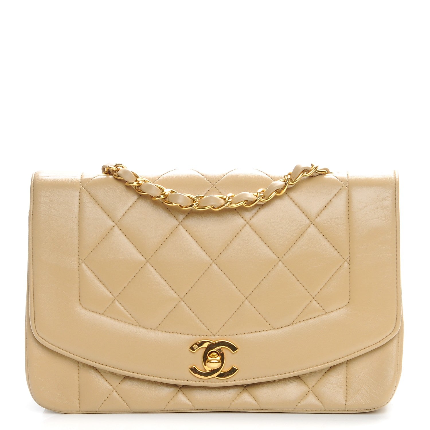 Chanel Lambskin Quilted Small Single Flap Beige 1 of 7