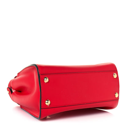 Fendi Vitello Seta Canvas FF Embroidered Mini Peekaboo Iconic Satchel Rosso Cardinale Multicolor 4 of 14