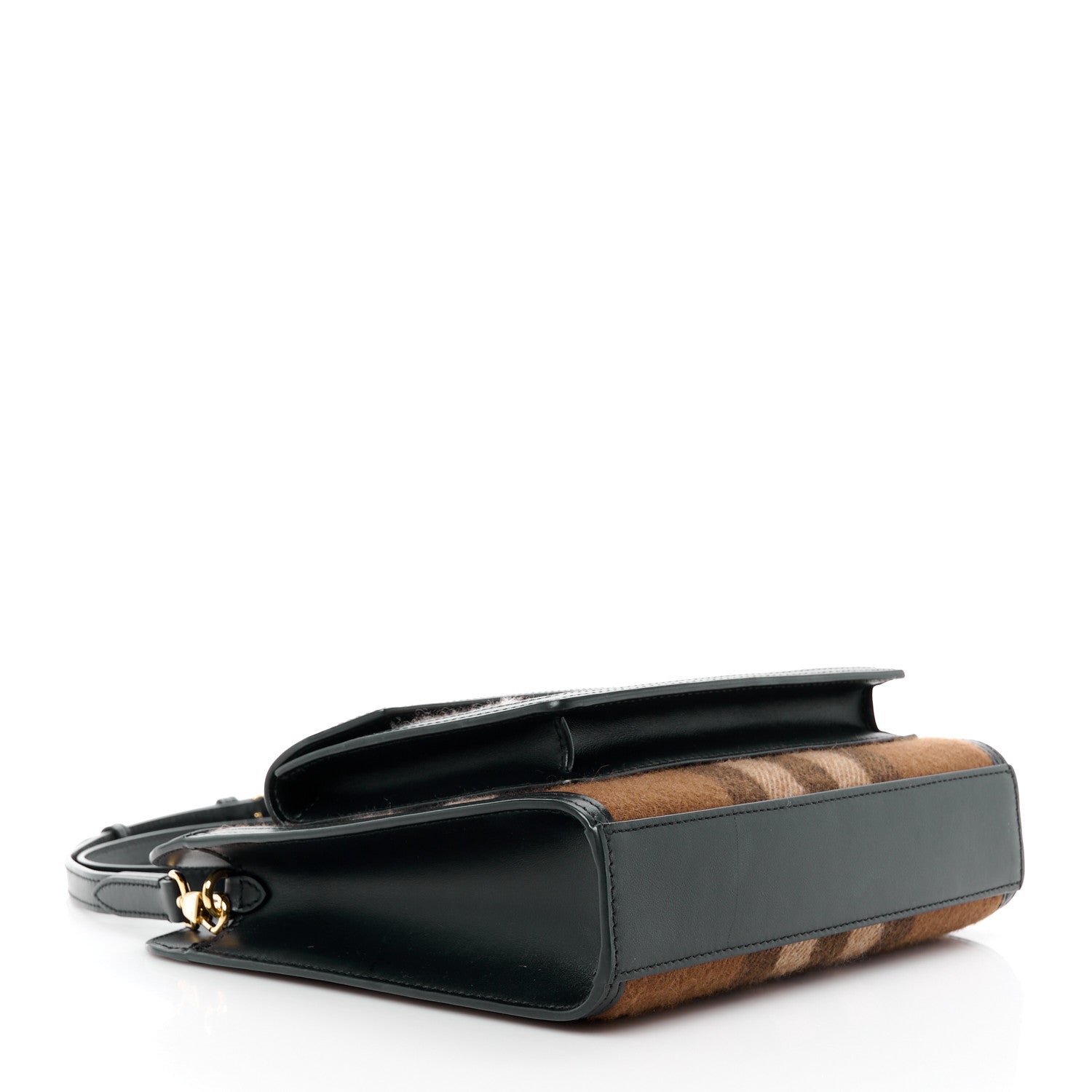 Burberry Smooth Calfskin Cashmere Check Mini Pocket Bag Brown 4 of 13