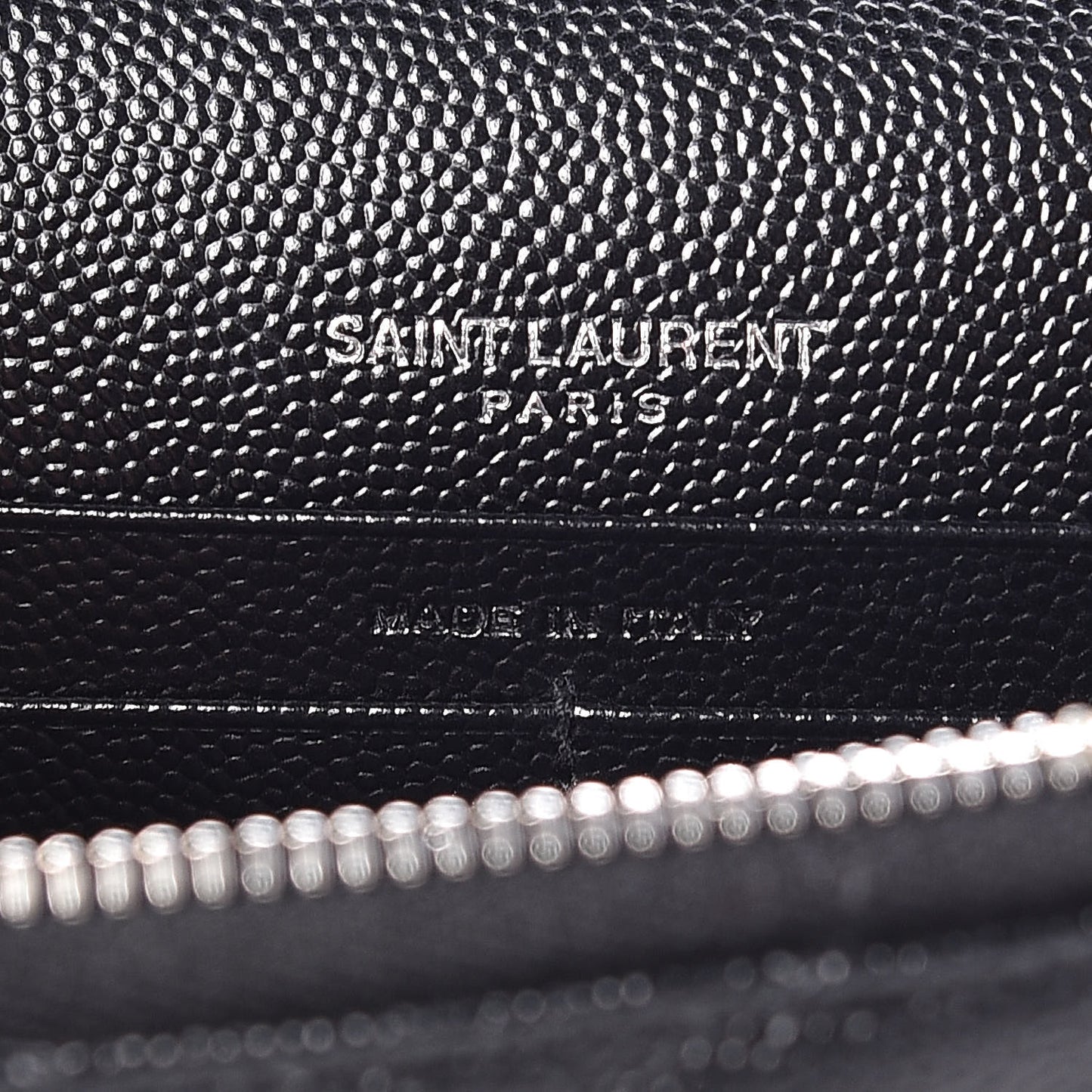 Grain De Poudre Matelasse Chevron Monogram Envelope Chain Wallet Black