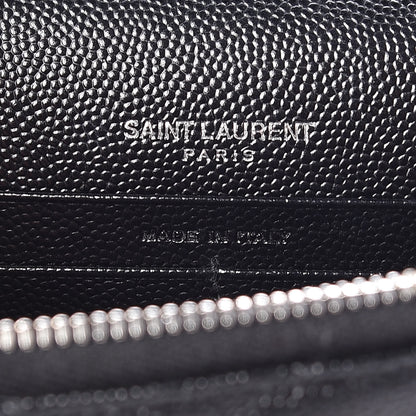 Saint Laurent Grain De Poudre Matelasse Chevron Monogram Envelope Chain Wallet Black 8 of 13
