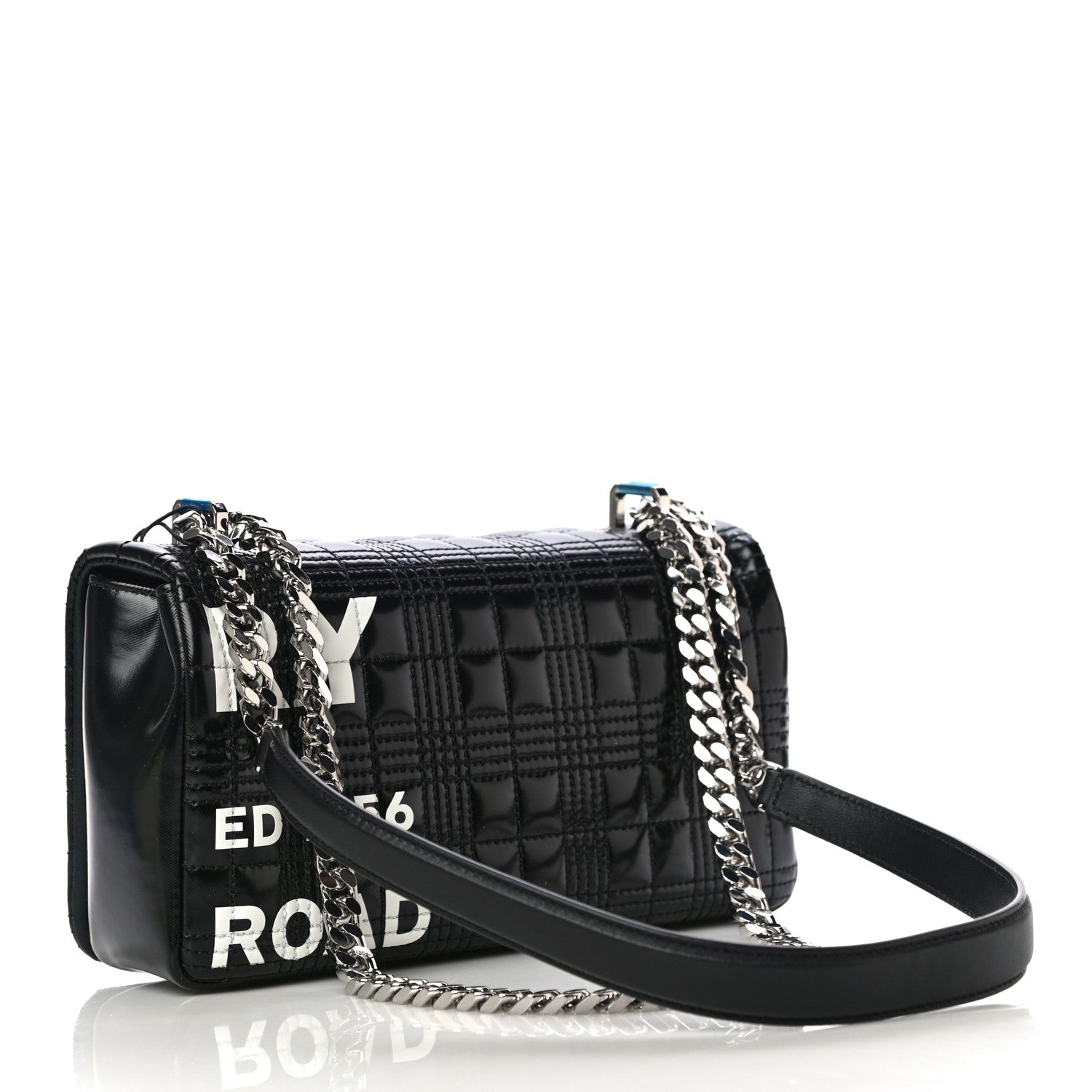 Burberry Patent Quilted Horseferry Print Small Lola Bag Black 3 of 9