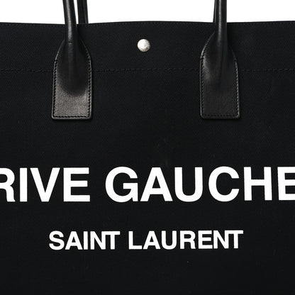 Saint Laurent Linen Calfskin Rive Gauche Tote Black 8 of 10
