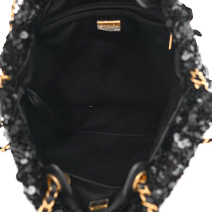 Chanel Sequin Shopping Tote Black 5 of 12