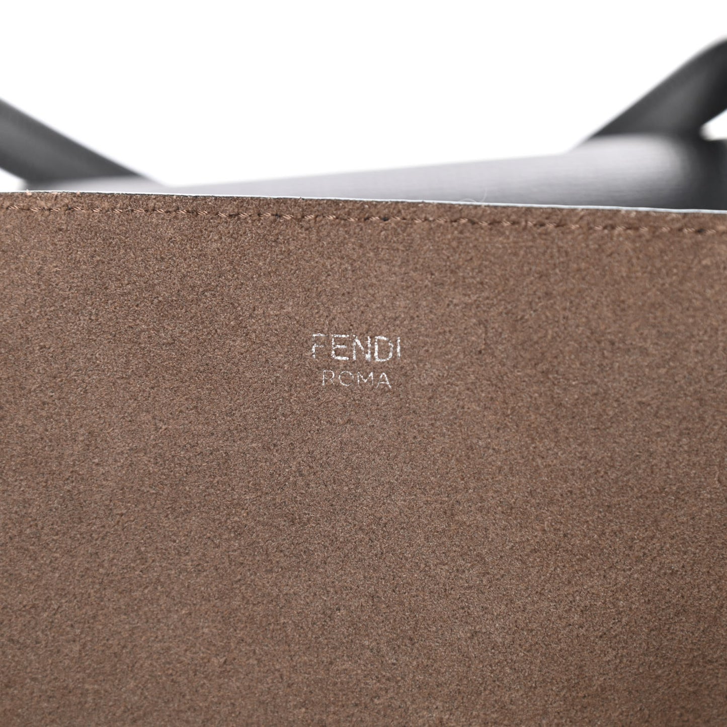 Vitello Vienna Enamel F is Fendi Shopping Tote Black Taupe