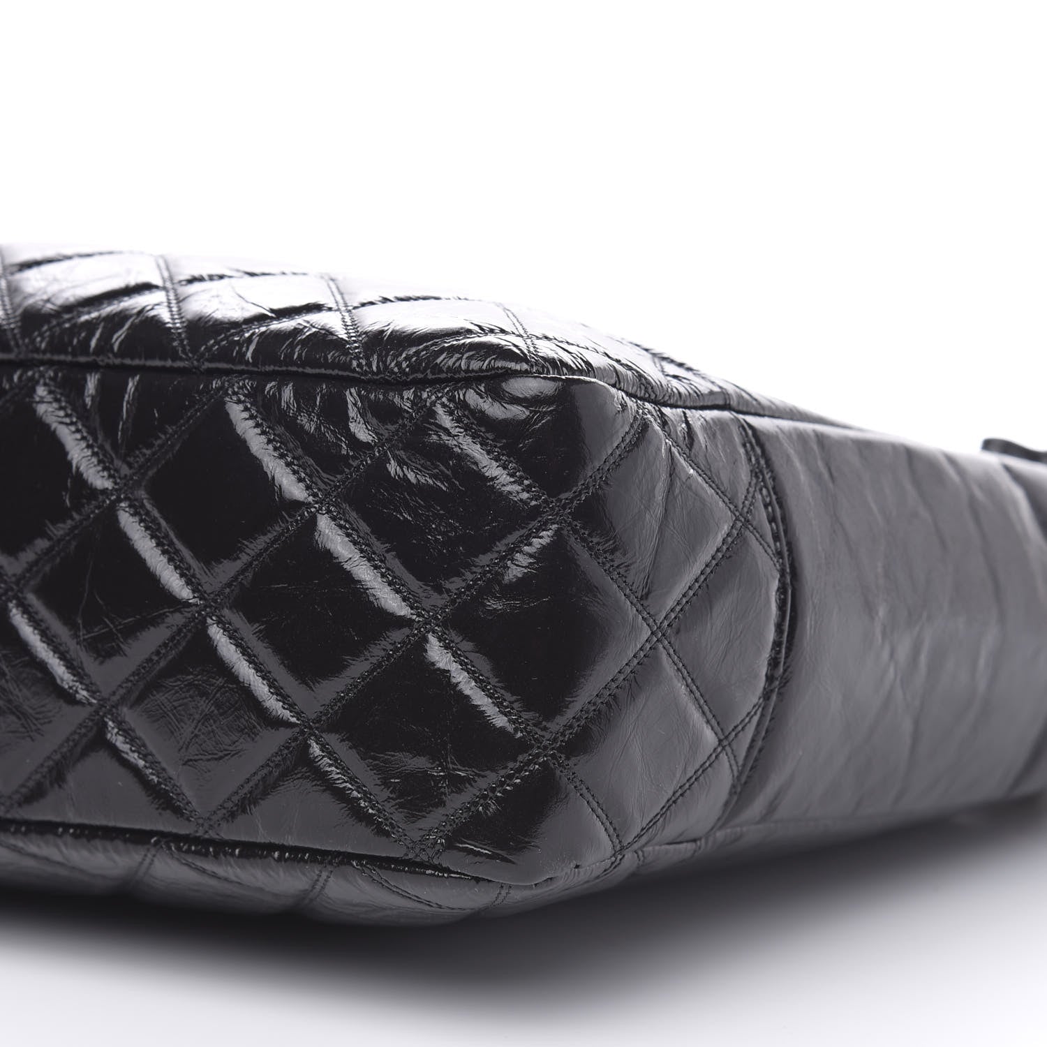 Chanel Shiny Aged Calfskin Quilted Large Shopping Bag Black 9 of 10