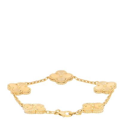 Van Cleef & Arpels 18K Yellow Gold 5 Motifs Guilloche Vintage Alhambra Bracelet 2 of 3