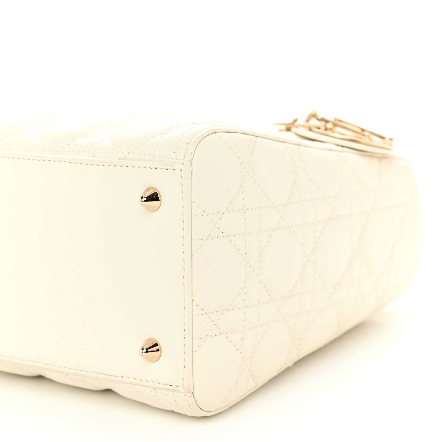 Lambskin Cannage Medium Lady Dior White