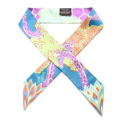 Hermes Silk The Three Graces Twilly Canard Mauve Jaune Fluo 1 of 3