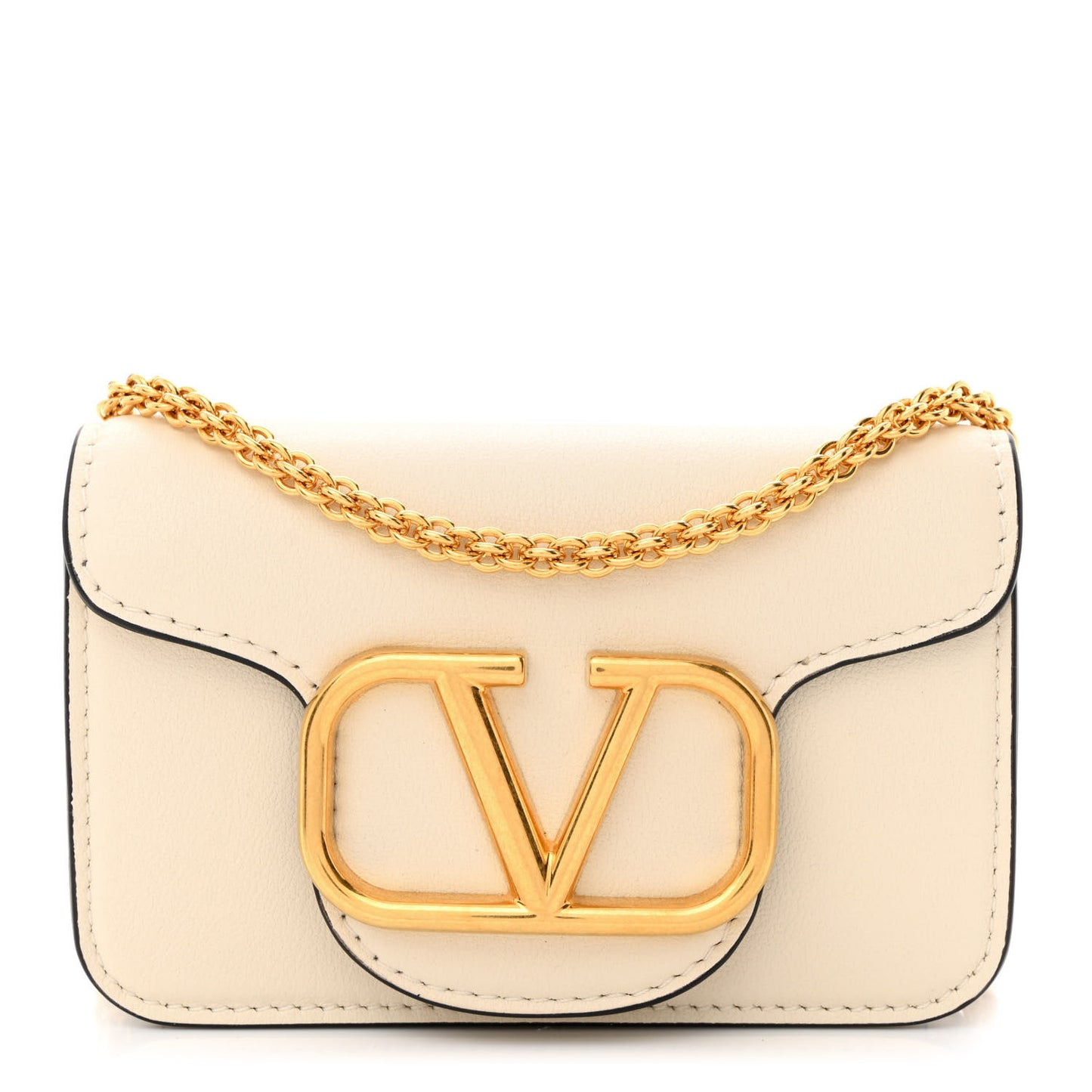 Calfskin Vlogo Micro Loco Shoulder Bag Light Ivory