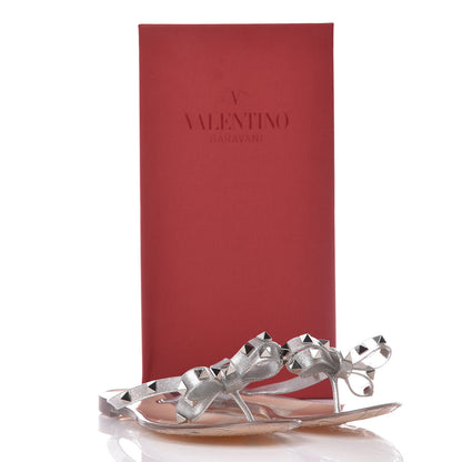 Valentino Garavani PVC Jelly Glitter Rockstud Bow Thong Sandals 35 Silver 8 of 8