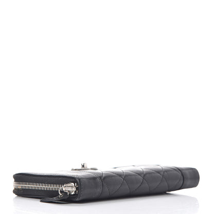 Chanel Sheepskin Quilted Large Gusset Mademoiselle Vintage Zip Around Wallet Black 4 of 11