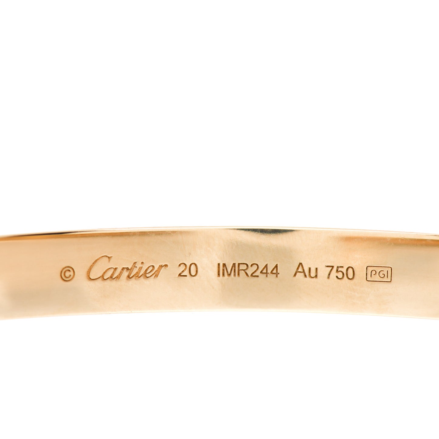 18K Yellow Gold LOVE Cuff Bracelet 20