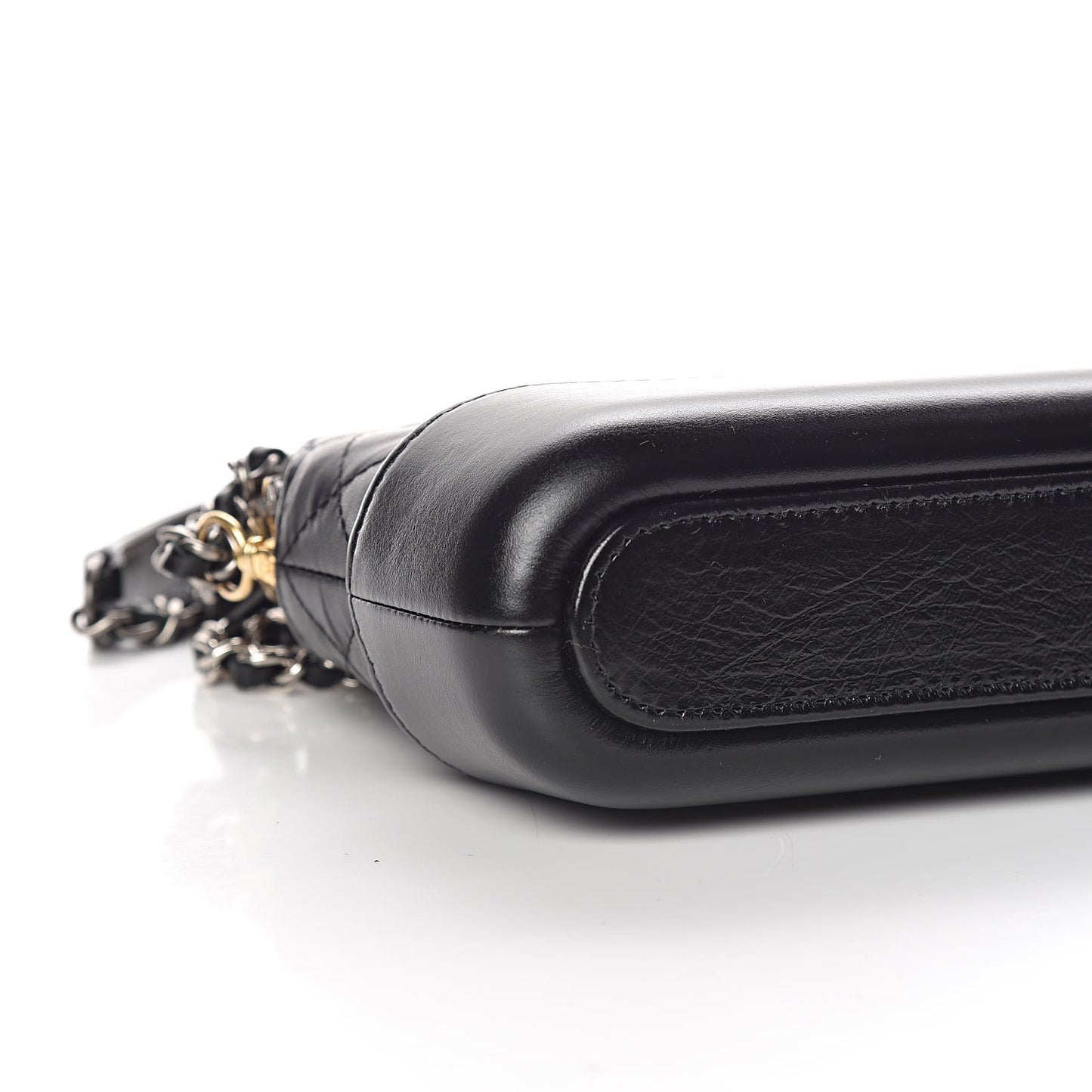 Aged Calfskin Quilted Small Gabrielle Clutch With Chain Black