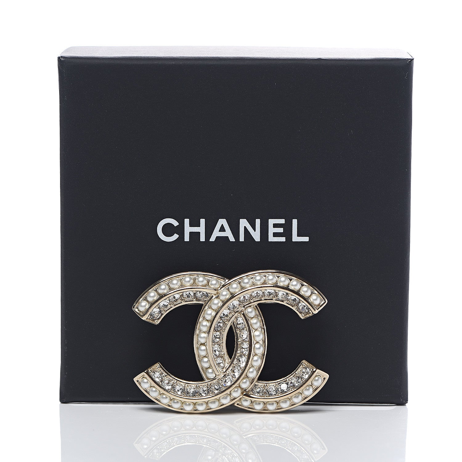 Chanel Crystal Pearl Chain Mania CC Brooch Gold 4 of 4