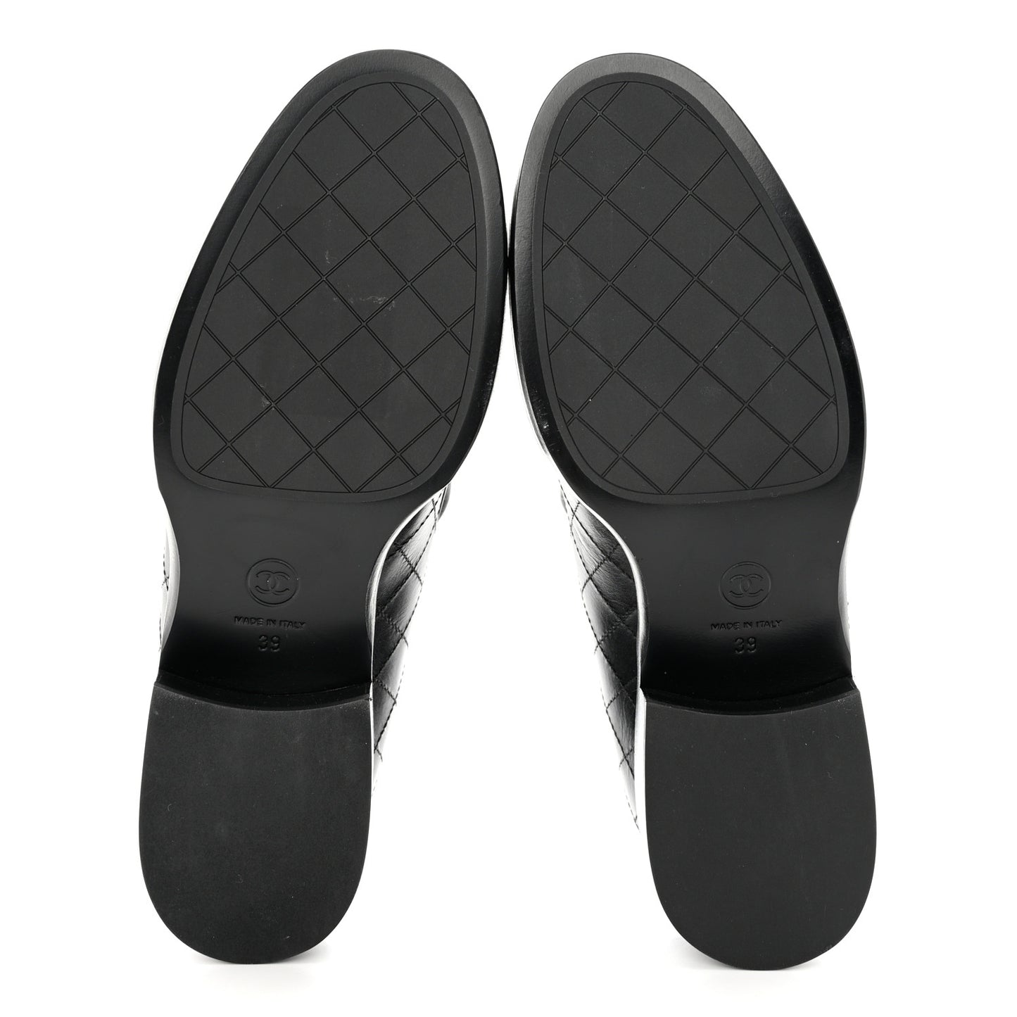 Calfskin Stitched CC Loafers 39 Black