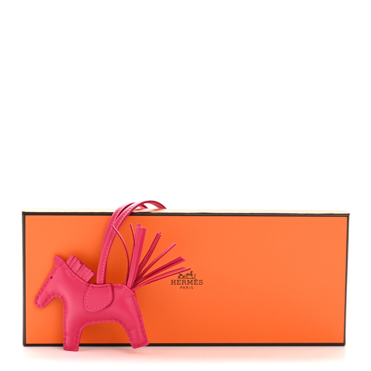 Hermes Milo Lambskin Grigri Rodeo Horse Bag Charm PM Rose Mexico 4 of 4