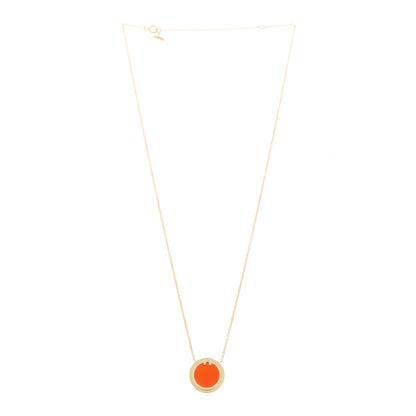 Tiffany 18K Yellow Gold Diamond Carnelian 8mm T Circle Pendant Necklace 3 of 6