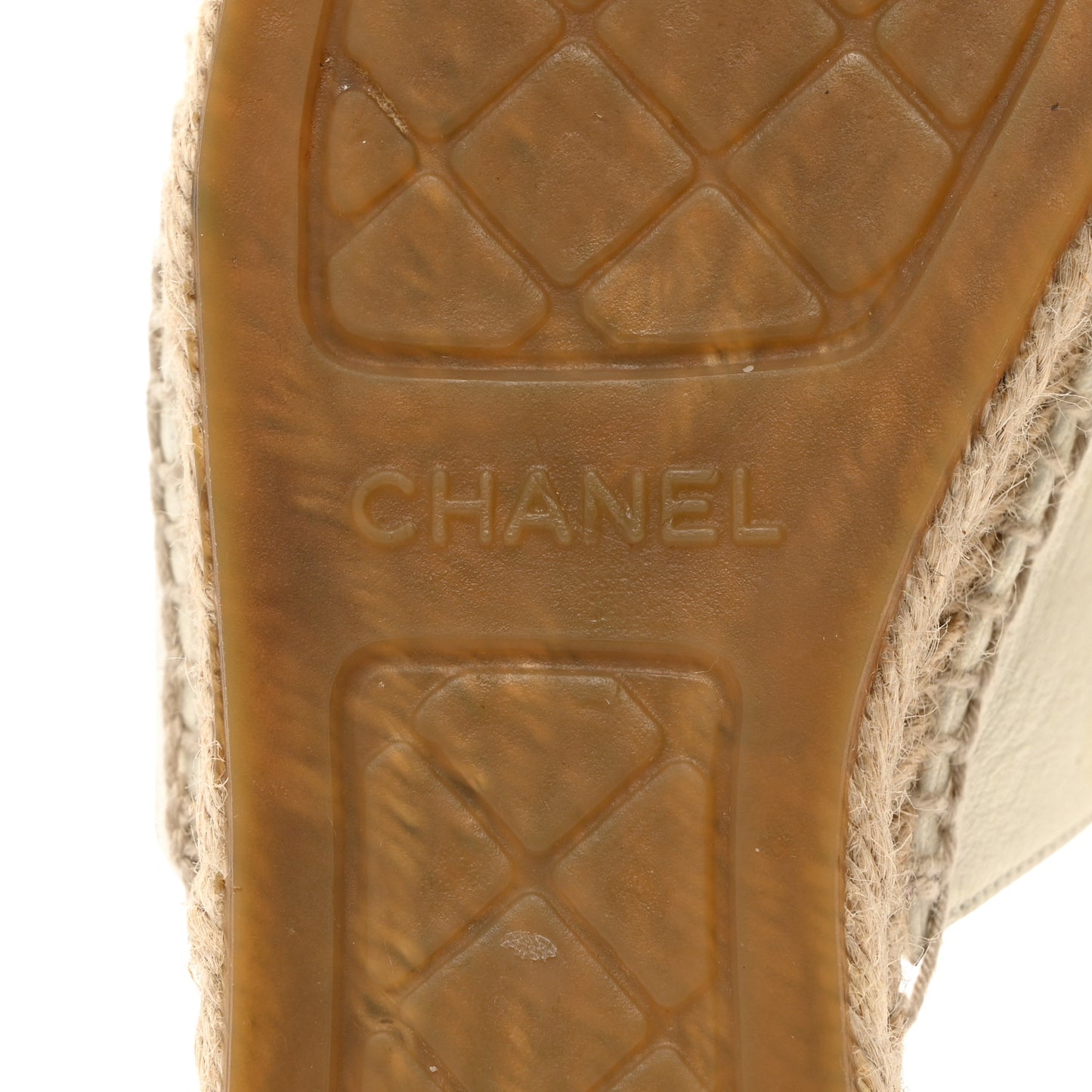 Iridescent Goatskin CC Espadrille Mules 37 Ivory Black