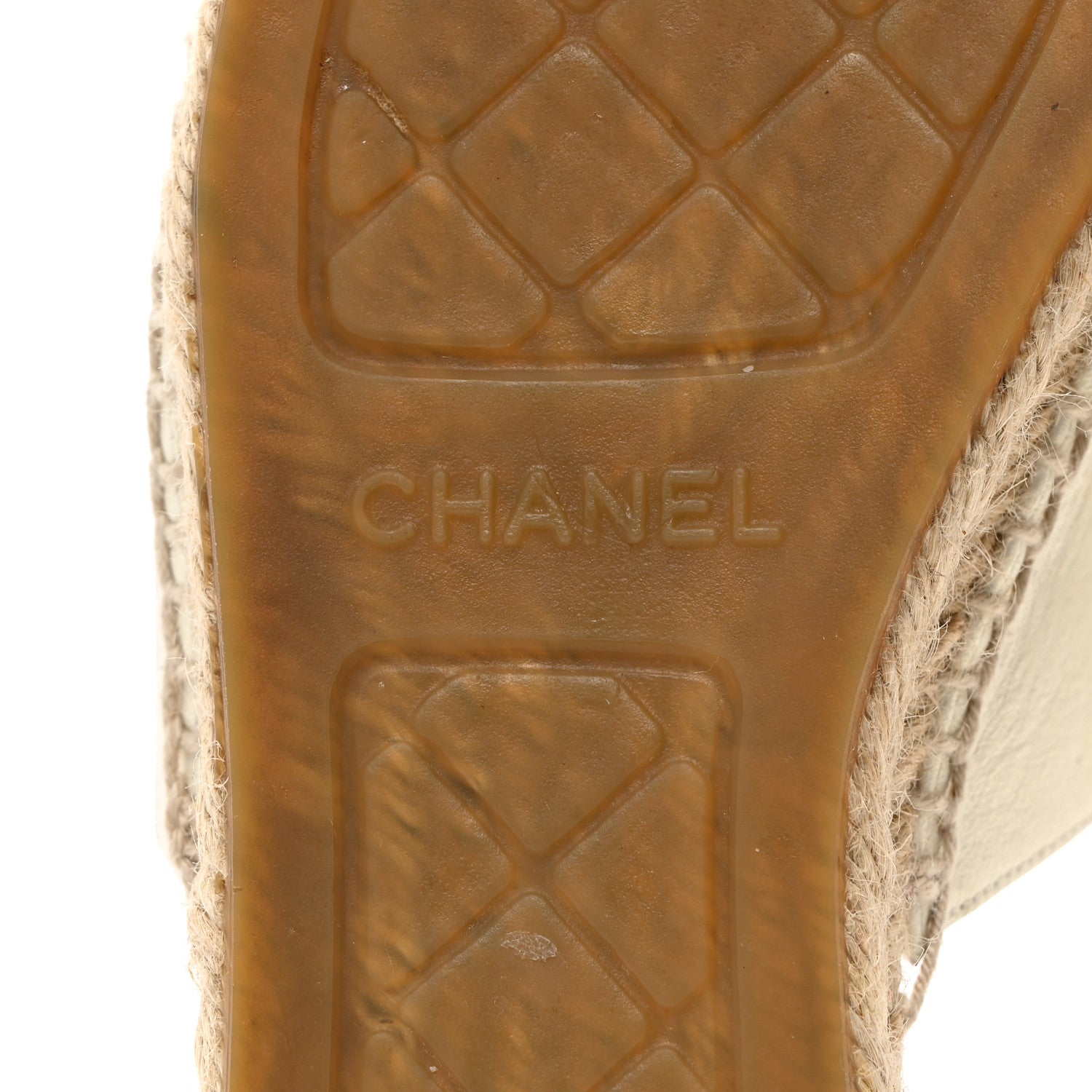 Chanel Iridescent Goatskin CC Espadrille Mules 37 Ivory Black 8 of 8