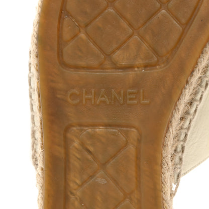 Chanel Iridescent Goatskin CC Espadrille Mules 37 Ivory Black 8 of 8