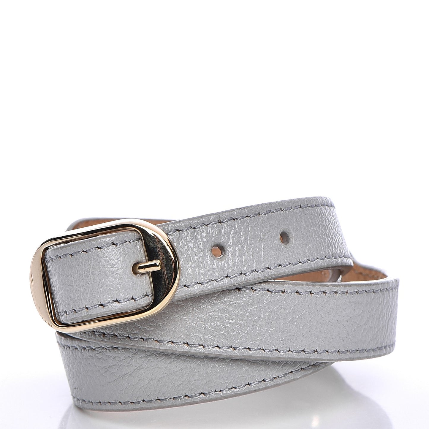 Chevre Hamilton Gold Metallic Edge Hardware Triple Tour M Bracelet Gris