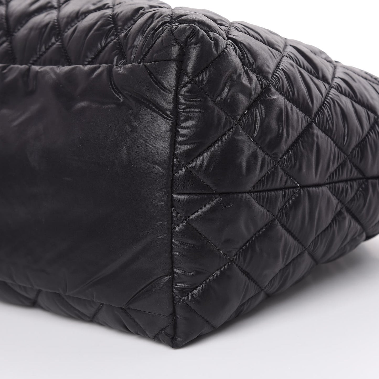Nylon Quilted Small Coco Cocoon Reversible Tote Black