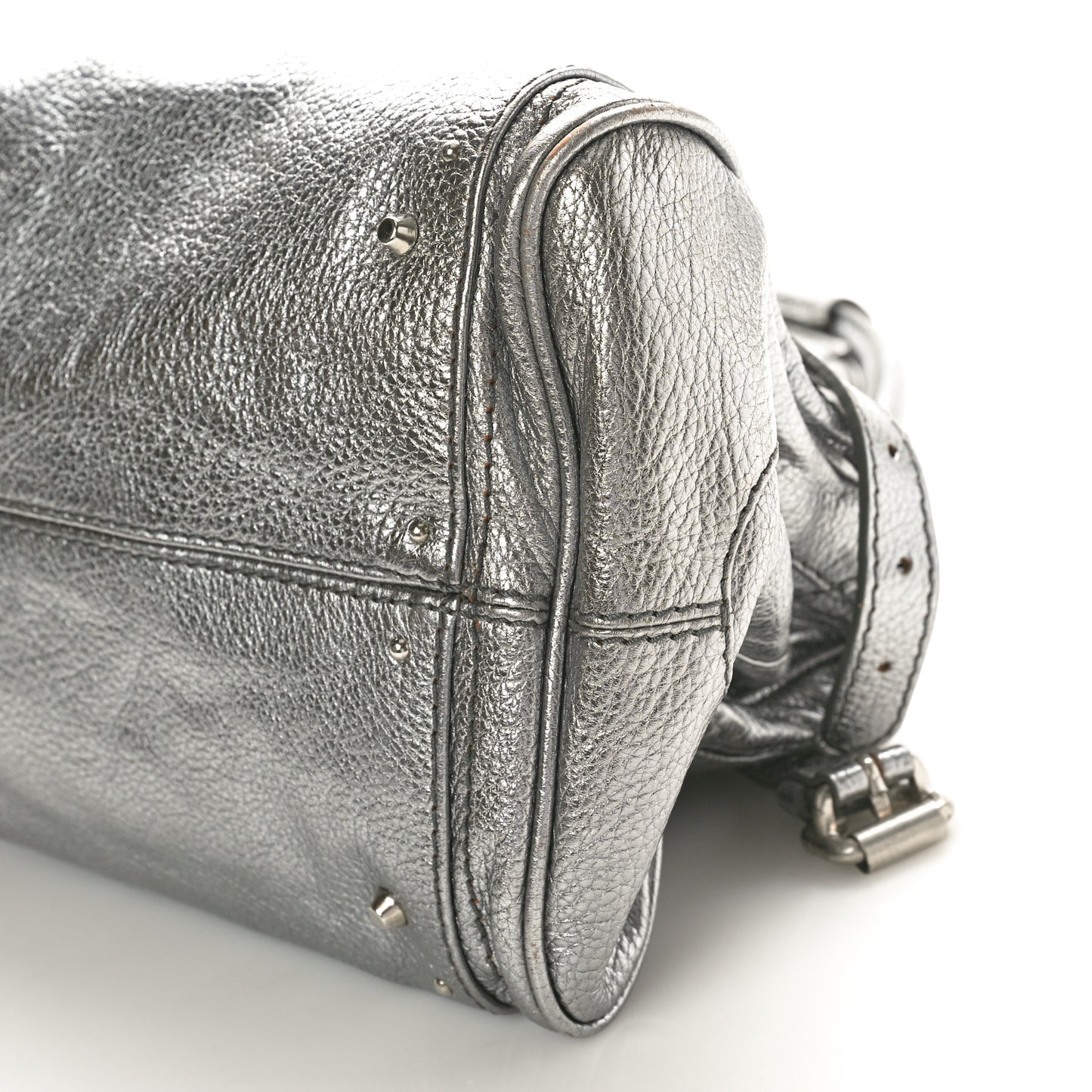 Metallic Calfskin Medium Paddington Satchel Argent