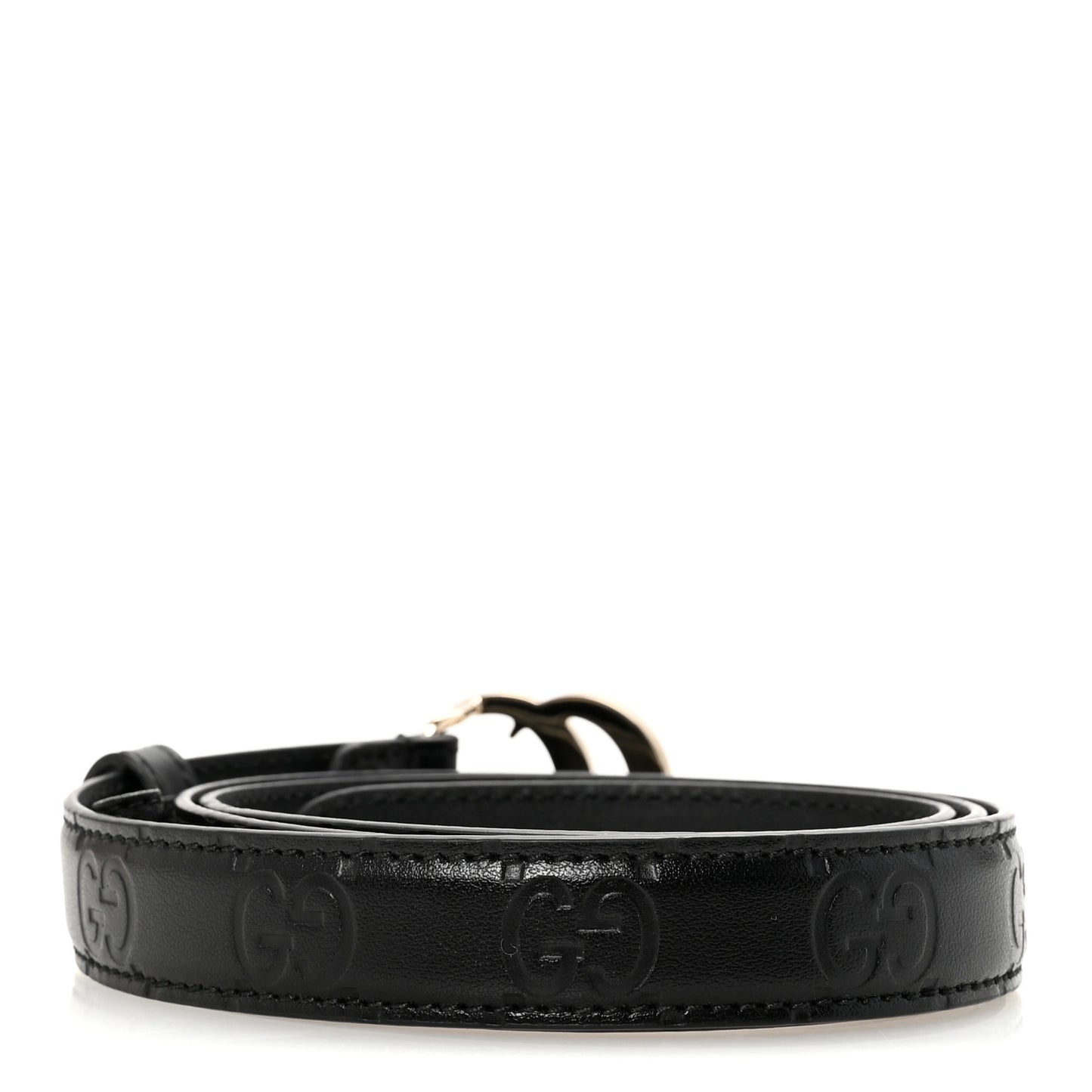 Plutone Calfskin Guccissima Palladium Double G 20mm Belt  85 34 Black