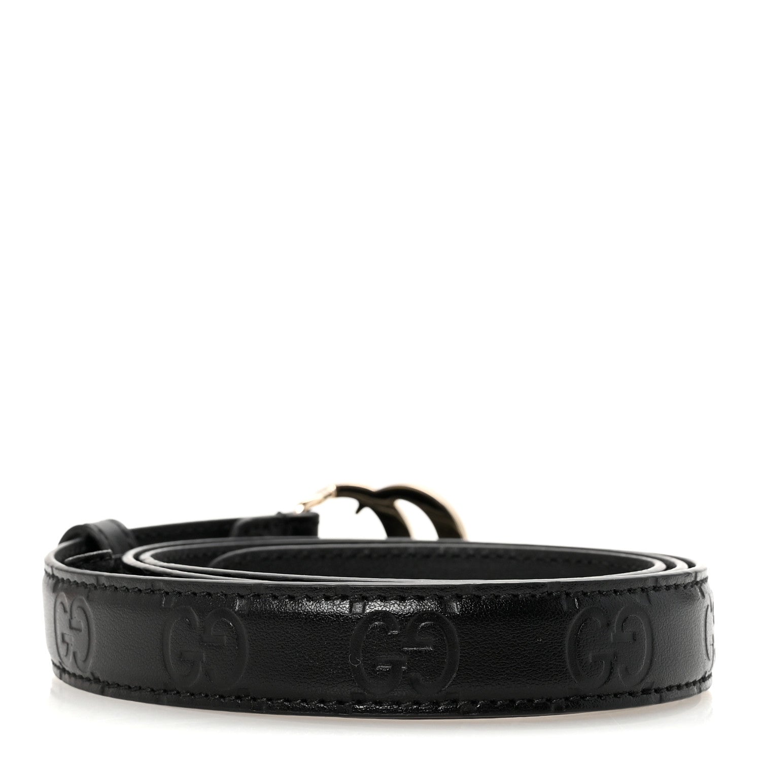 Gucci Plutone Calfskin Guccissima Palladium Double G 20mm Belt  85 34 Black 2 of 5