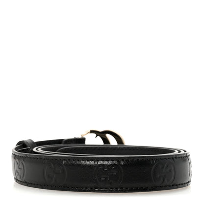 Gucci Plutone Calfskin Guccissima Palladium Double G 20mm Belt  85 34 Black 2 of 5