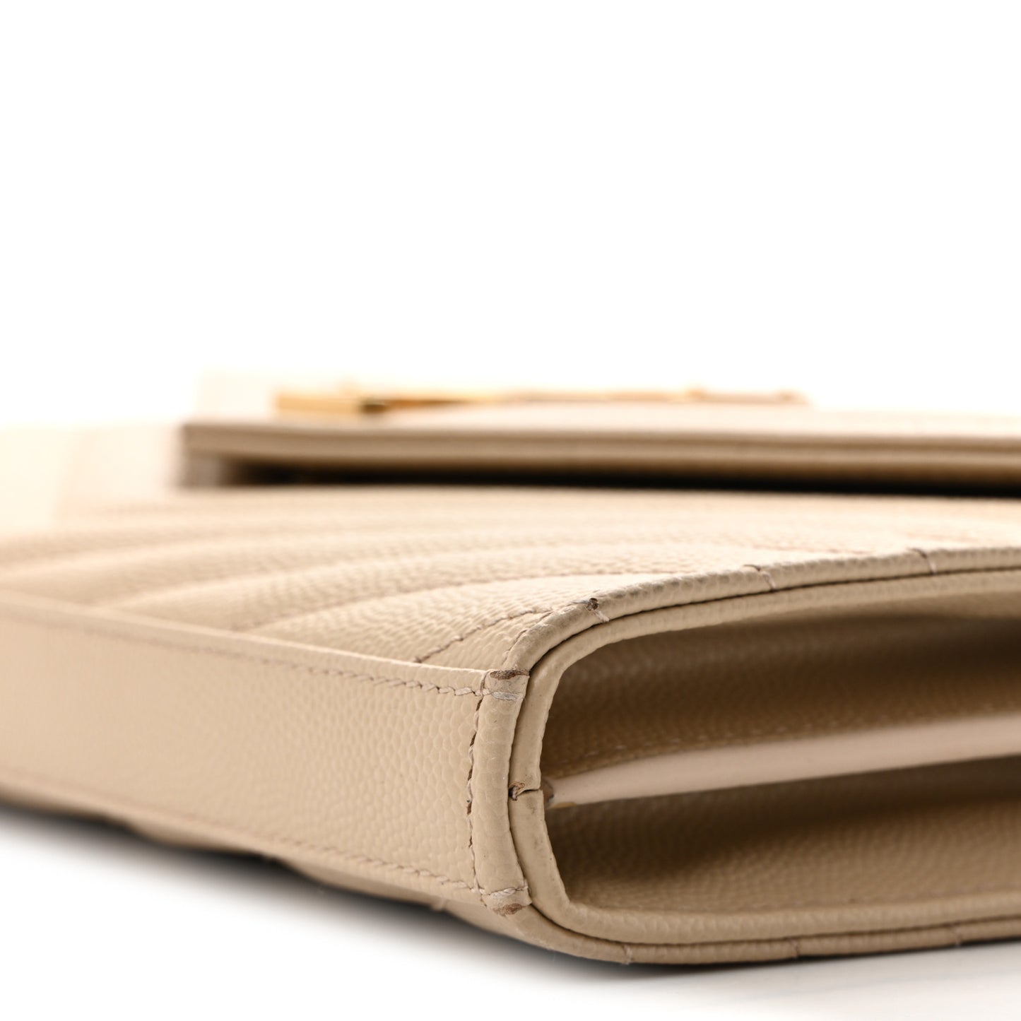 Grain De Poudre Matelasse Chevron Monogram Chain Wallet Dark Beige