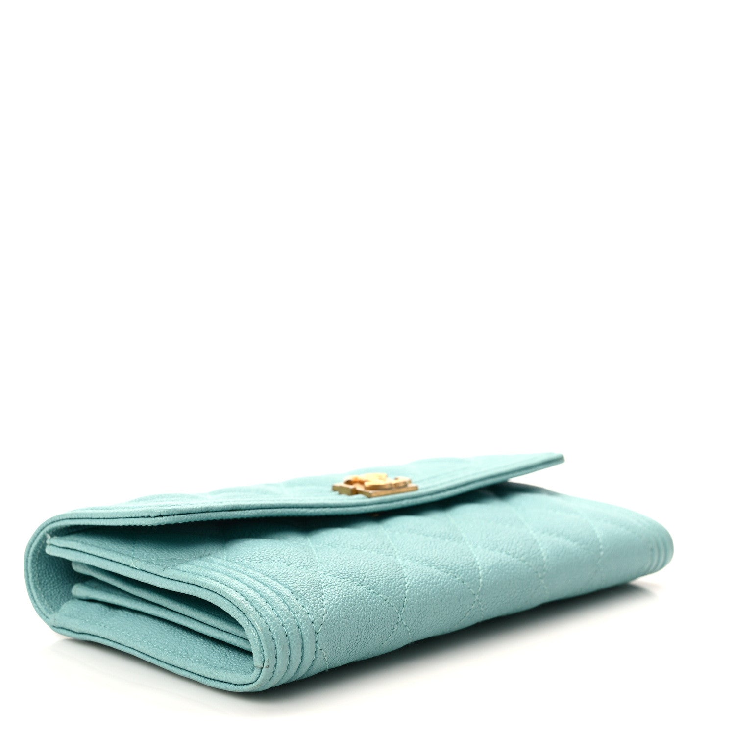 Chanel Caviar Quilted Large Boy Gusset Flap Wallet Light Blue 4 of 7