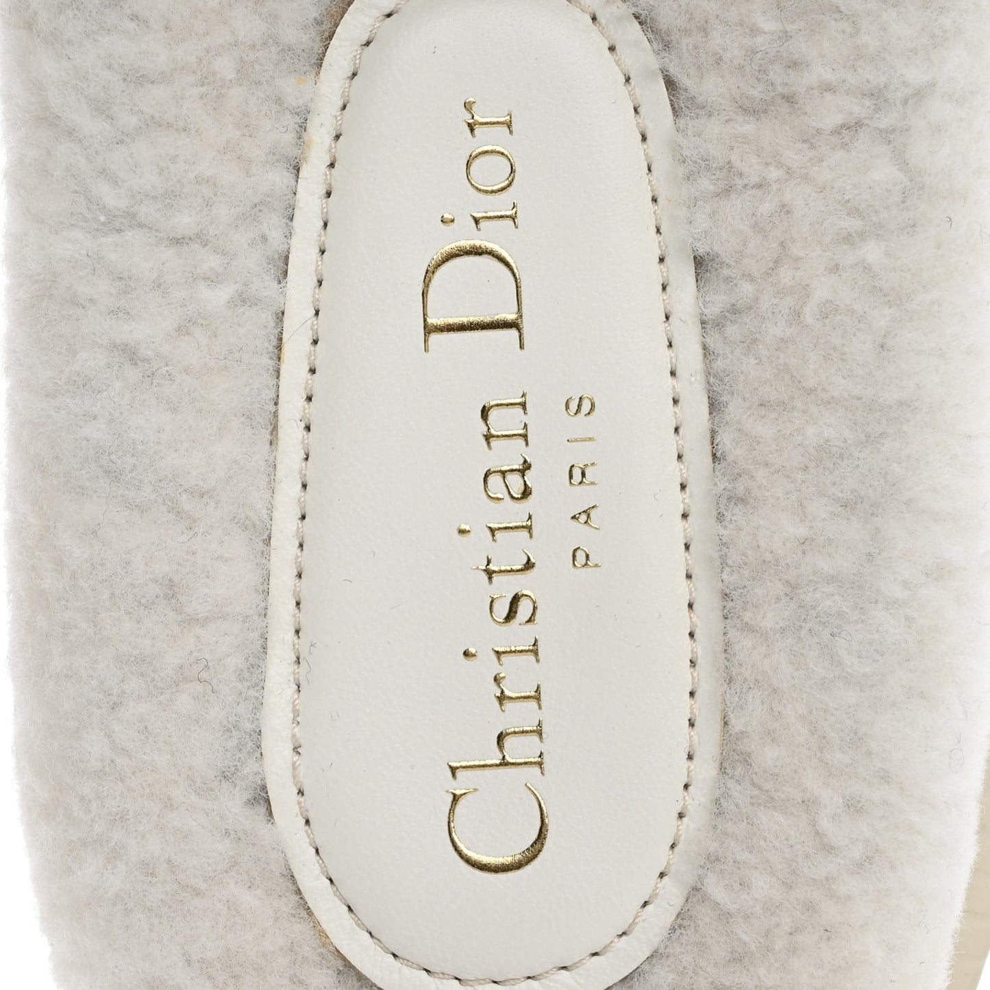 Shearling Canvas Embroidered Dway 10mm Slide Sandals 37.5 Natural Light Blue
