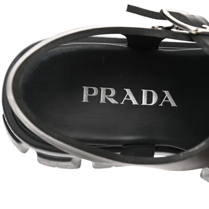 Prada Foam Rubber Triangle Logo Monolith 55mm Cage Sandals 38 Black 7 of 7