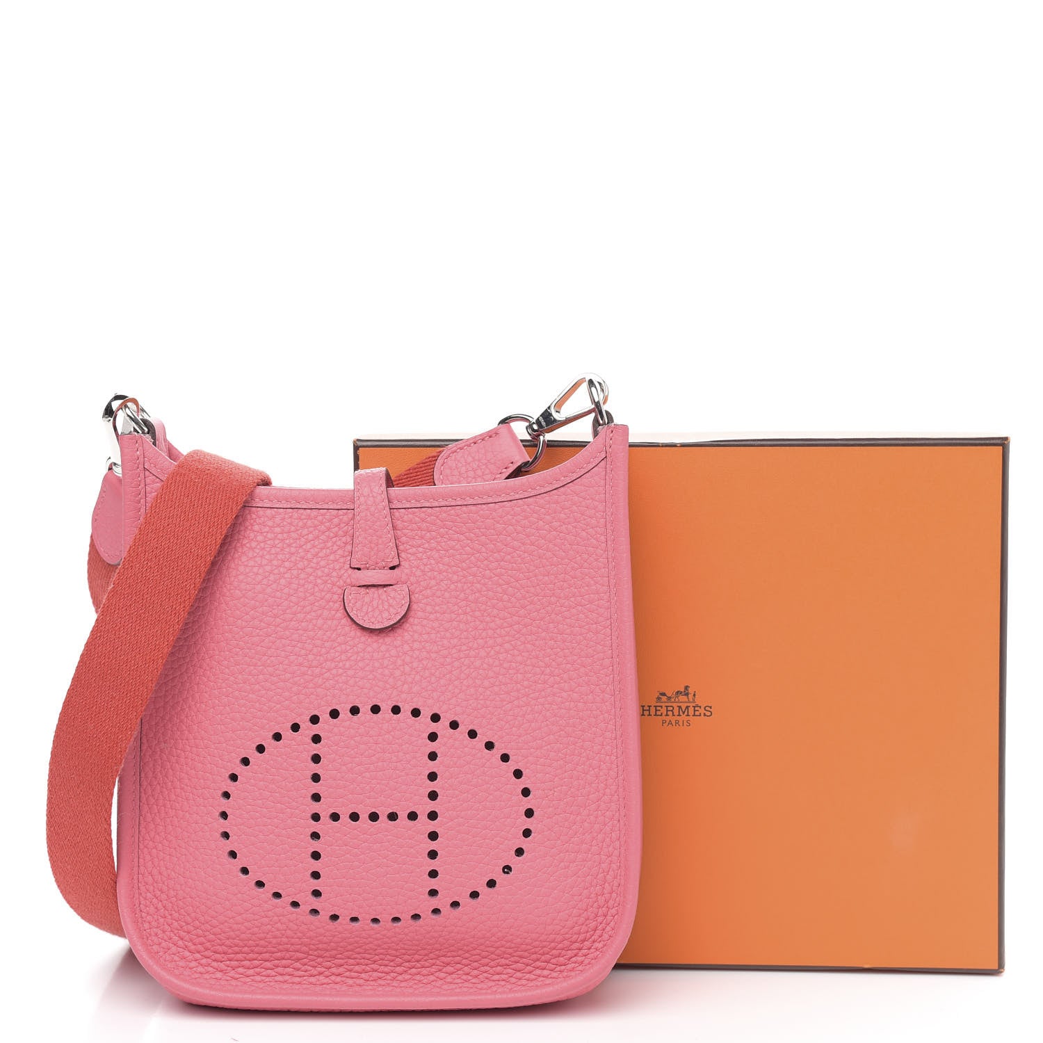 Hermes Taurillon Clemence Amazone Evelyne TPM Rose Azalee Rouge Pivoine 11 of 11