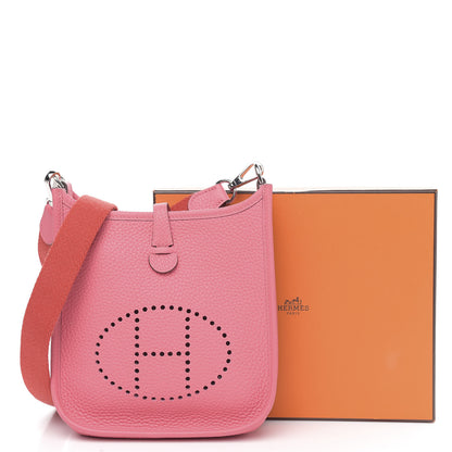 Hermes Taurillon Clemence Amazone Evelyne TPM Rose Azalee Rouge Pivoine 11 of 11