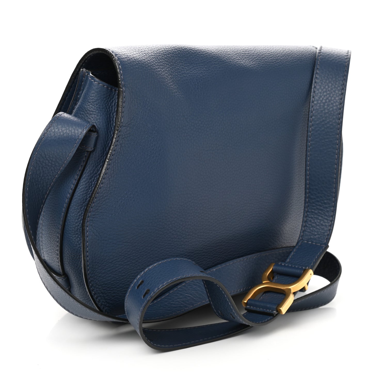 Calfskin Medium Marcie Round Crossbody Bag Royal Navy