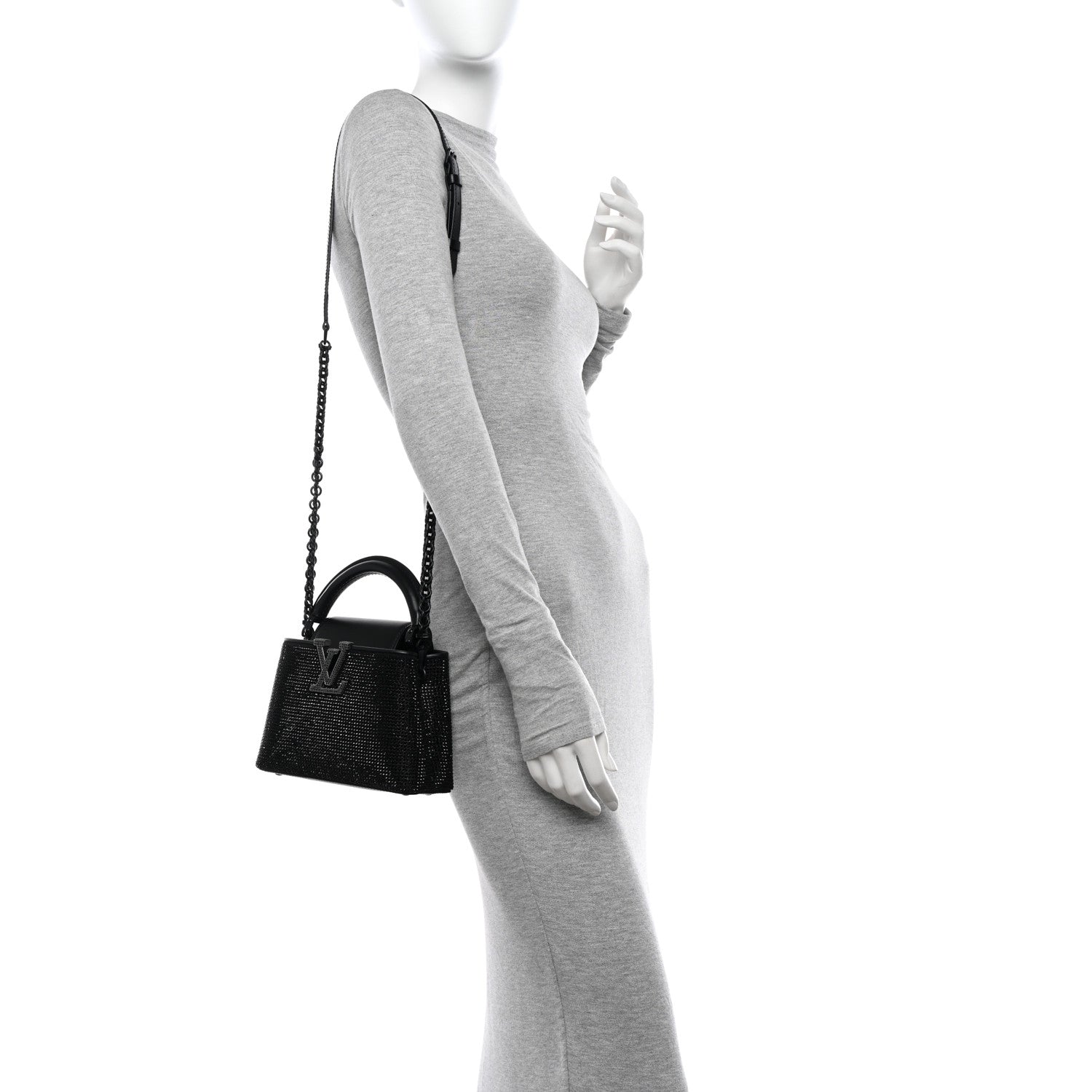 Louis Vuitton Swarovski Calfskin Capucines Mini Black 2 of 11