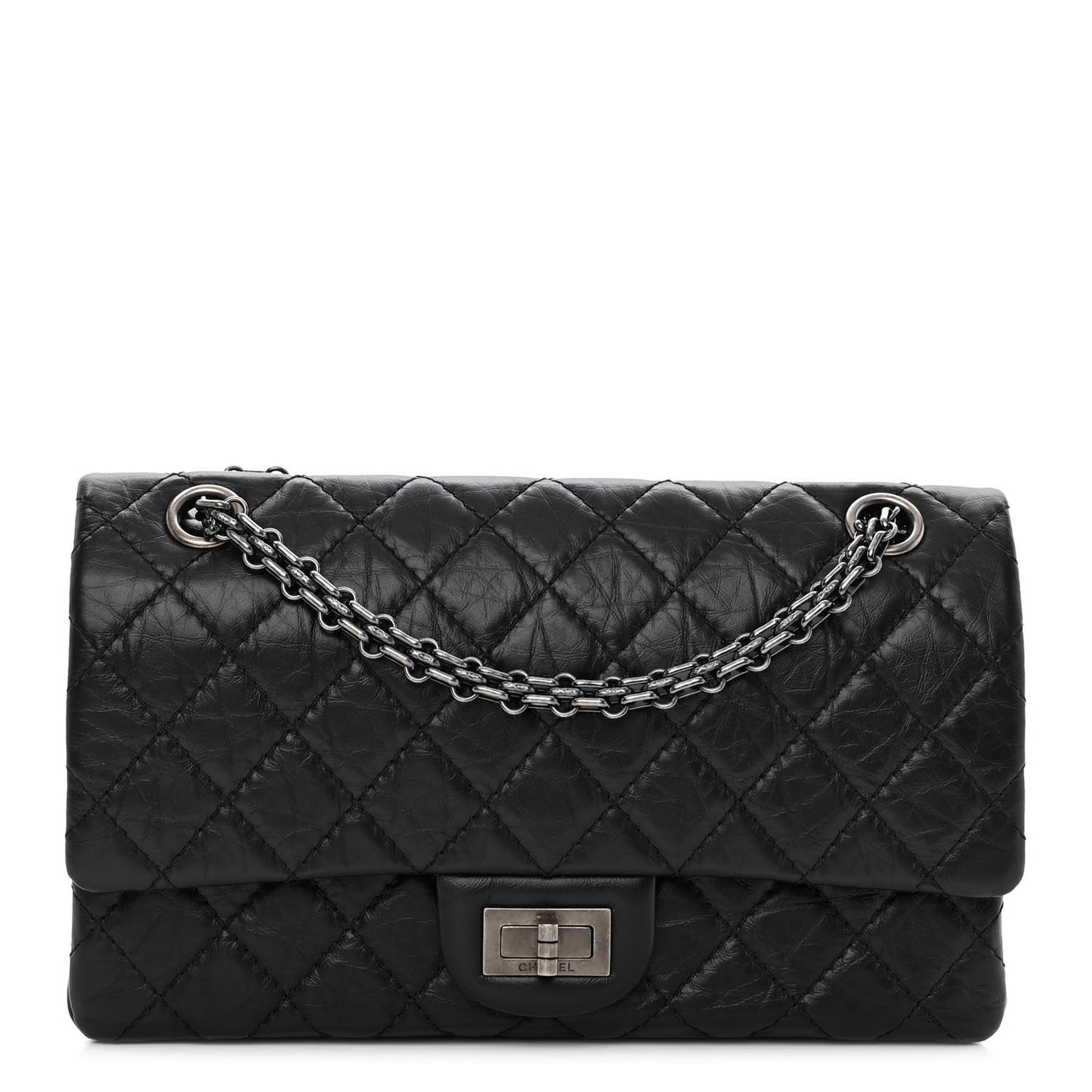 Aged Calfskin Quilted 2.55 Reissue 225 Flap Black