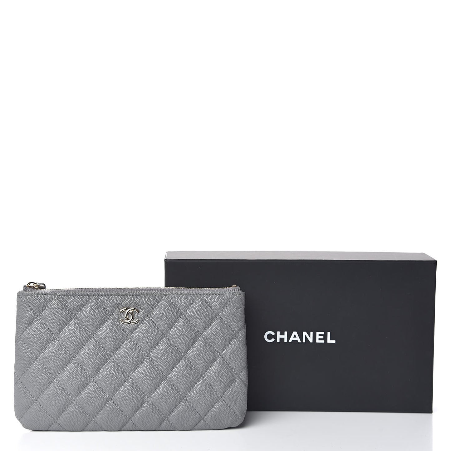 Caviar Quilted Cosmetic Case Grey