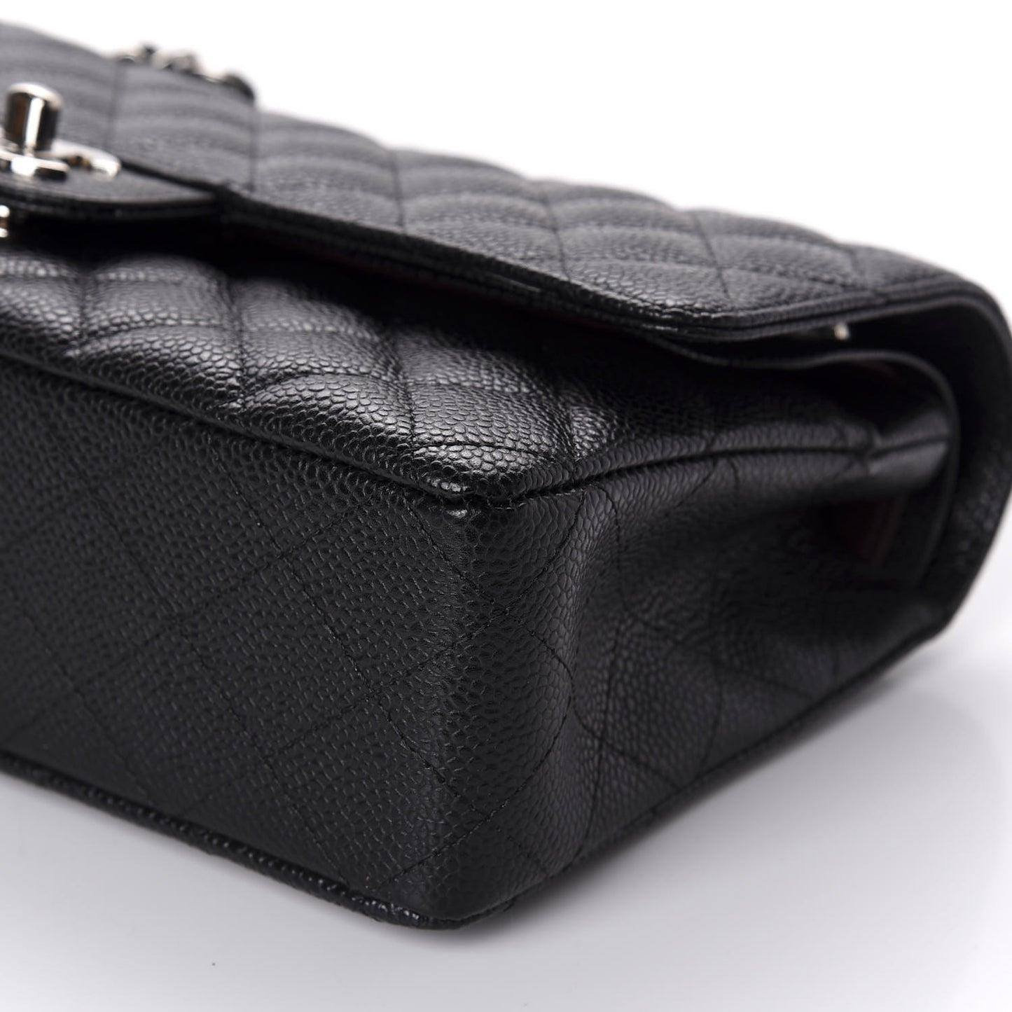 Caviar Quilted Medium Double Flap Black
