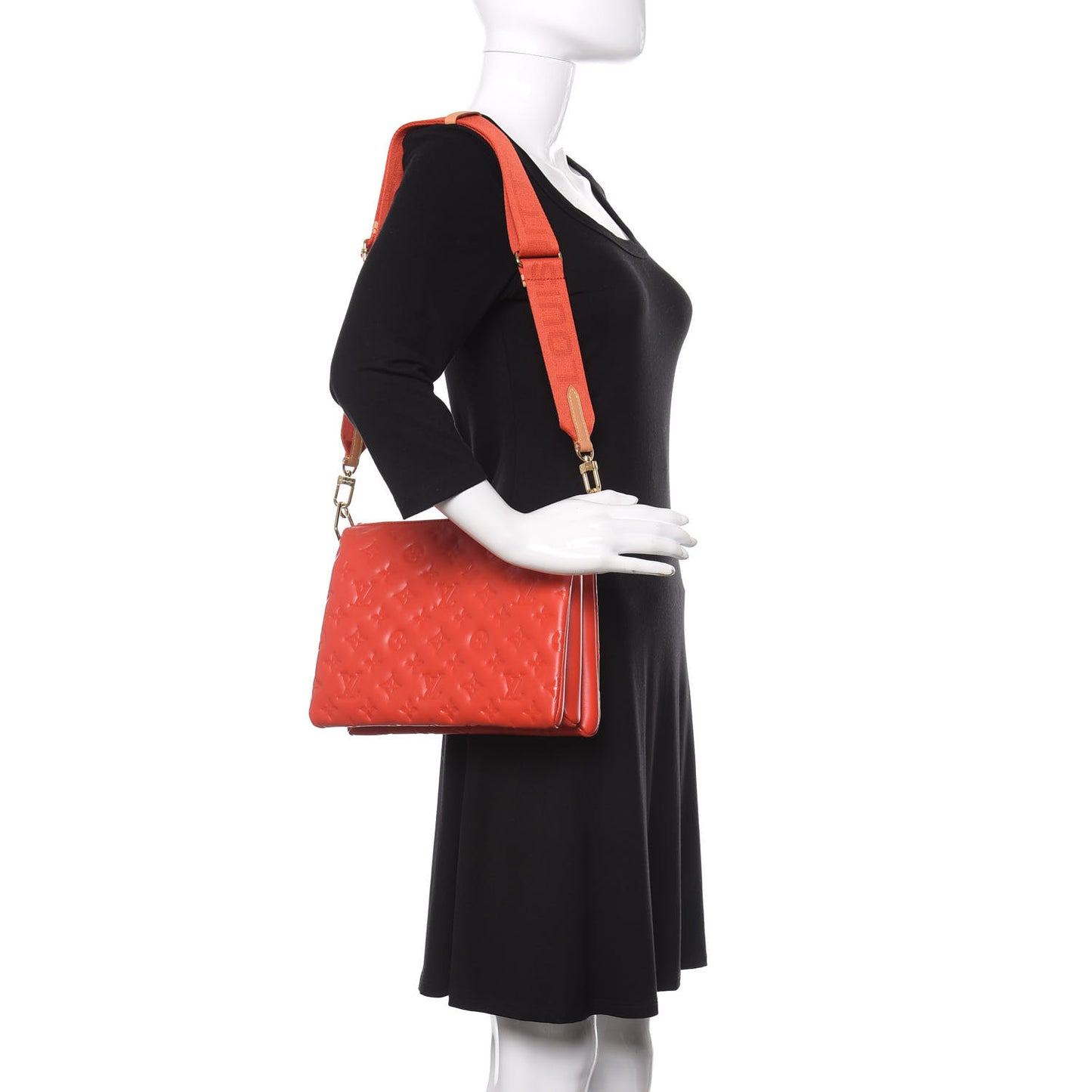 Lambskin Embossed Monogram Coussin PM Red