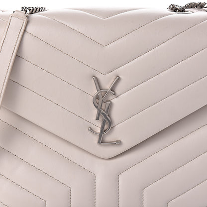 Saint Laurent Calfskin Y Quilted Monogram Medium Loulou Chain Satchel Ivory 9 of 11