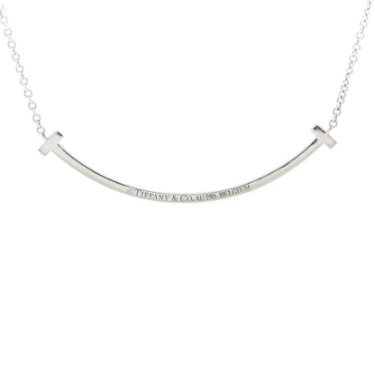 Tiffany 18K White Gold Blue Sapphire Small T Smile Pendant Necklace 6 of 7