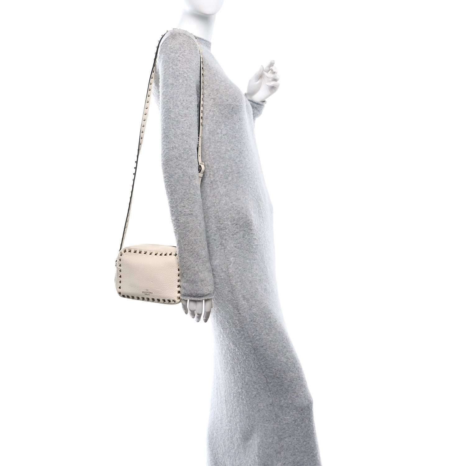 Valentino Garavani Grained Calfskin Rockstud Camera Crossbody Bag Ivory 2 of 10