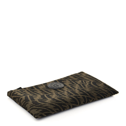 Fendi X SARAH COLEMAN Fabric Jacquard Vitello King FF Vertigo Medium Flat Pouch Tobacco Moro Black 4 of 14